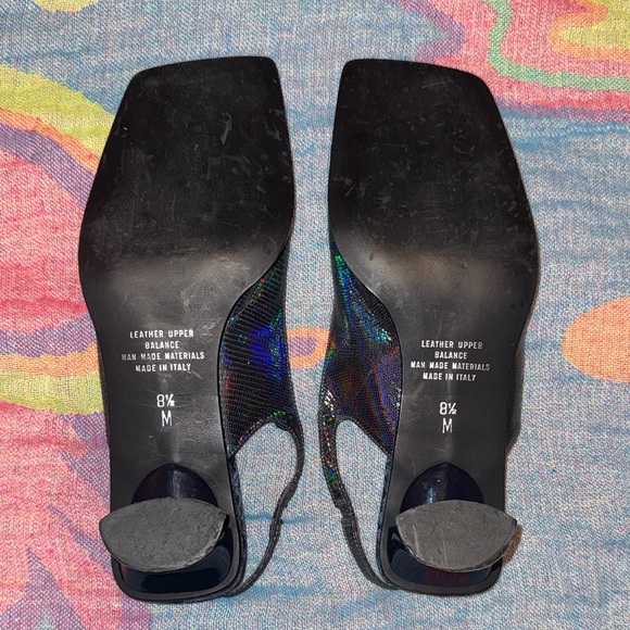 Iridescent Blue Italian Leather Kitten Heel - Picture 2 of 2